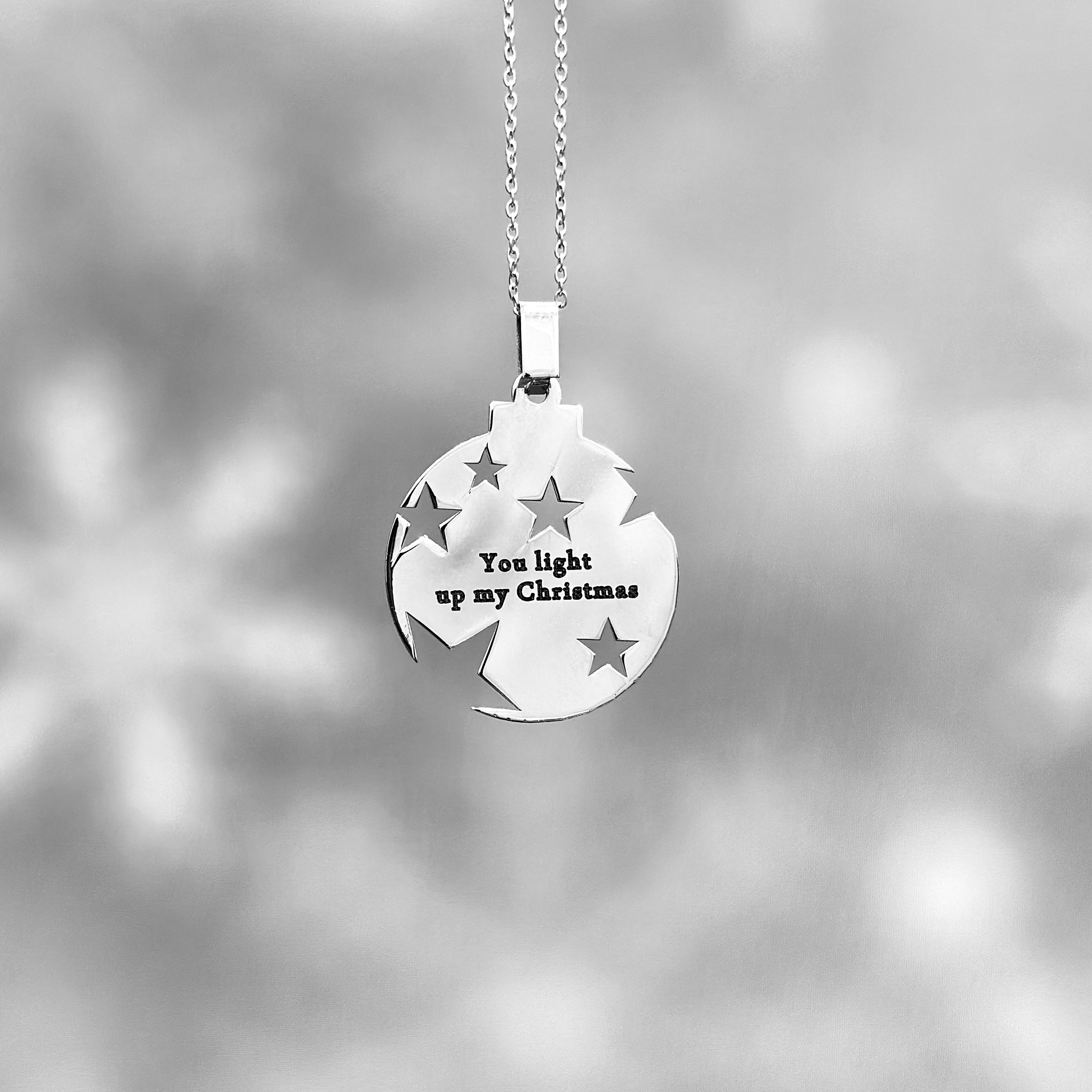 You Light Up My Christmas” Personalized Engraved Necklace